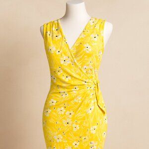 Banana Republic NWT Yellow Floral Faux Wrap Dress - XS
